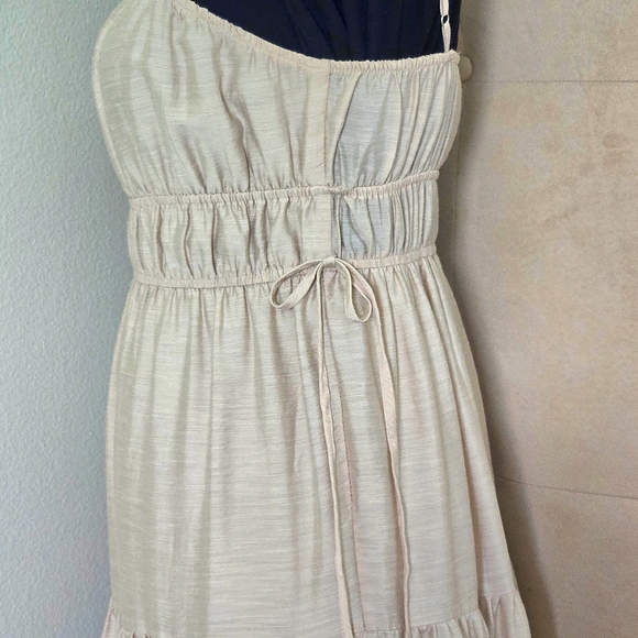 Blu Pepper-Boho Smocked Tiered Maxi Sundress, Champagne, Lined Adjustable Straps - Picture 4 of 10